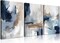 3Pcs Framed Navy Blue Wall Art Abstract Modern Brown Watercolor Canvas Posters Prints Minimalist Neutral Wall Decor Pictures